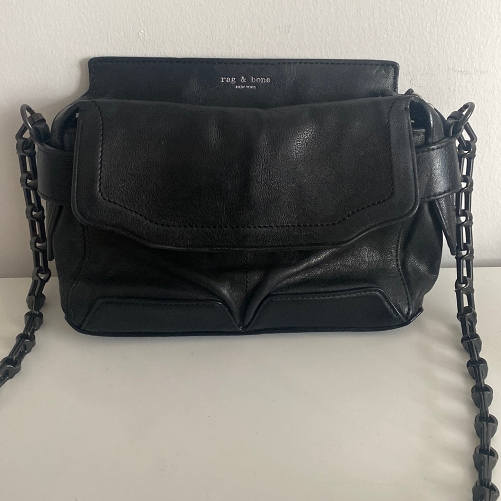 Black leather rag and bone crossbody bag